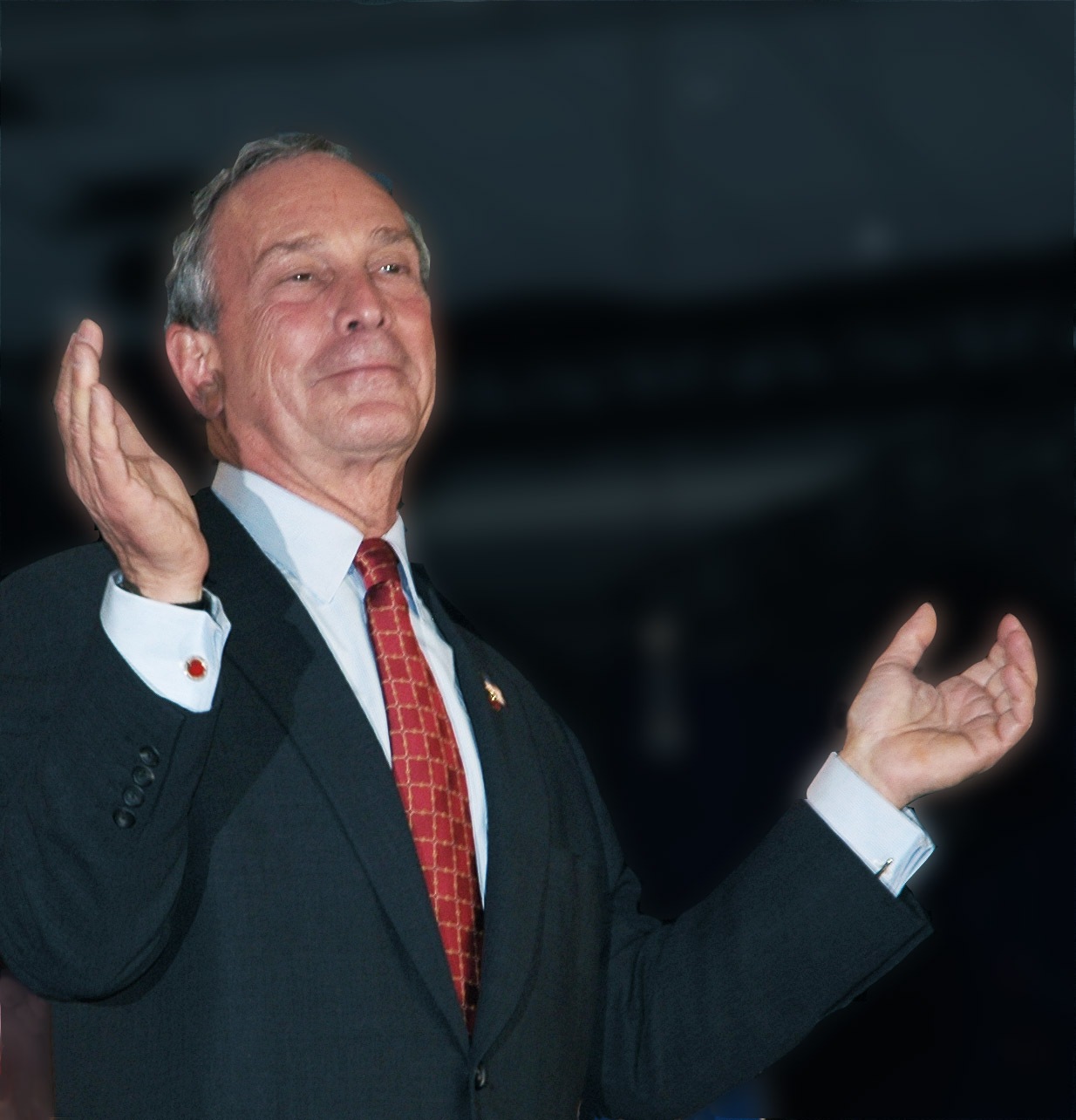 Mayor Michael Bloomberg occasionally breaks out in a hallelujah stance.