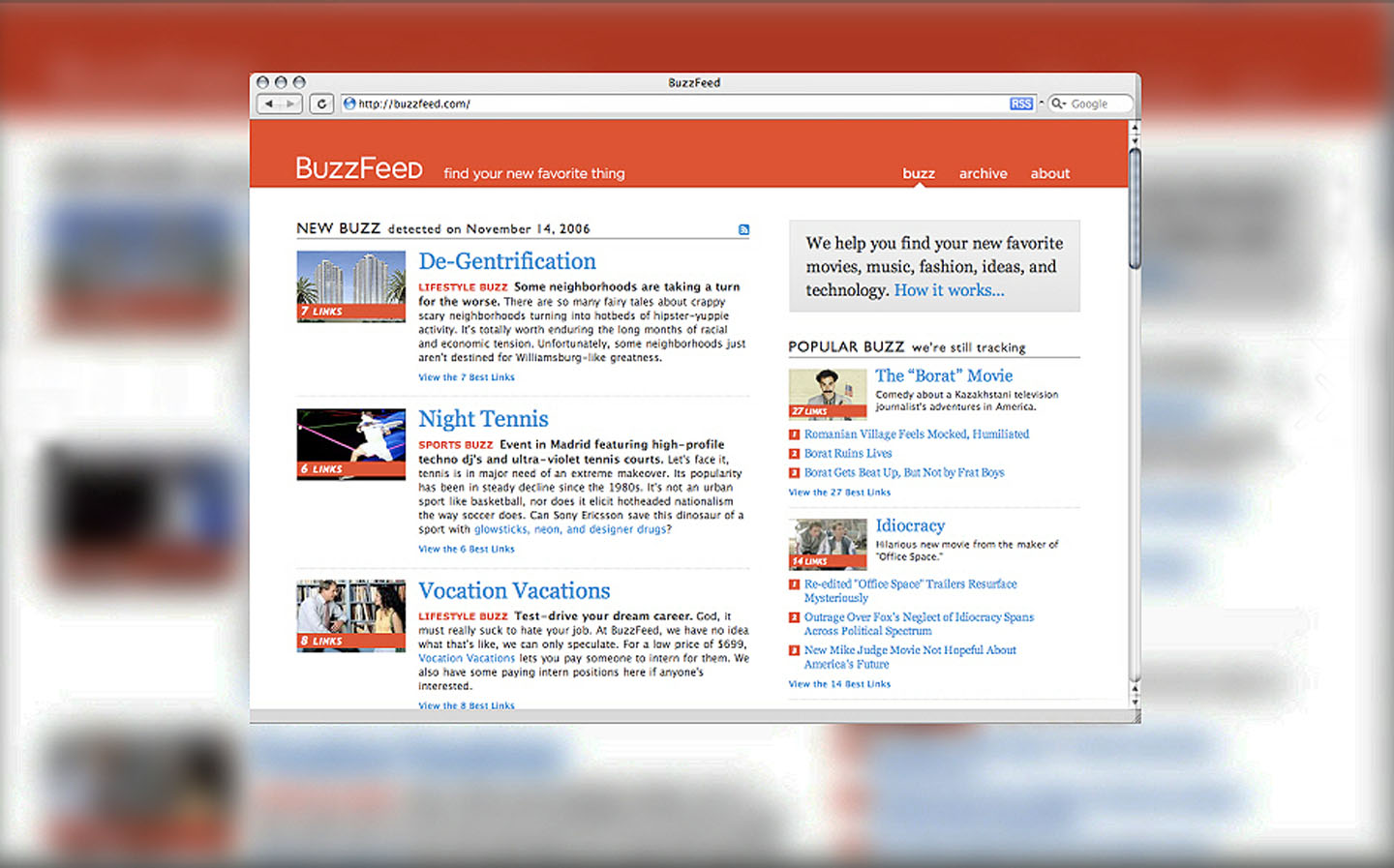 BuzzFeed's web face in 2006 was tame and conventional. That soon changed.